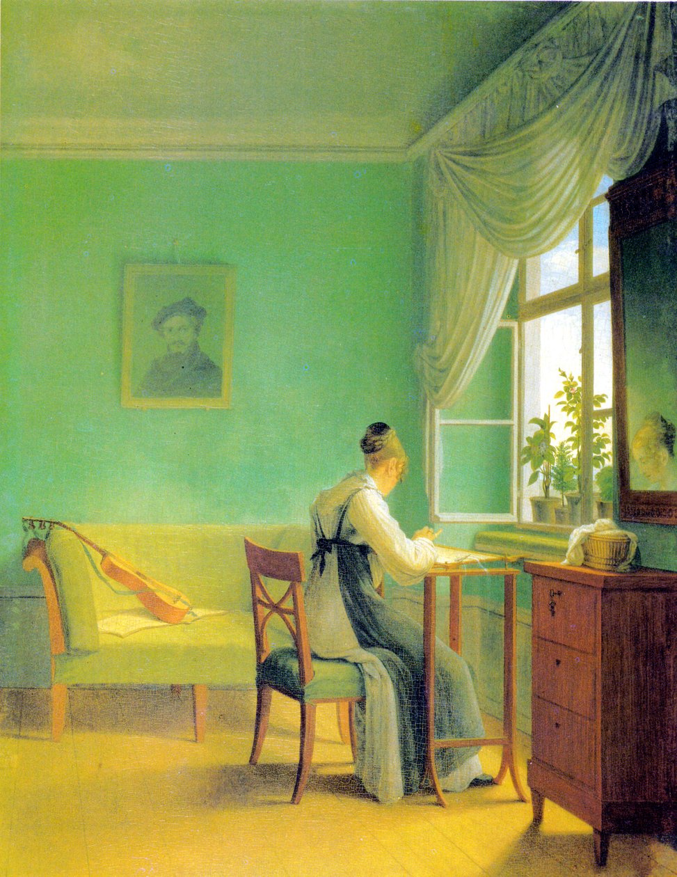 Broderi kvinna av Georg Friedrich Kersting