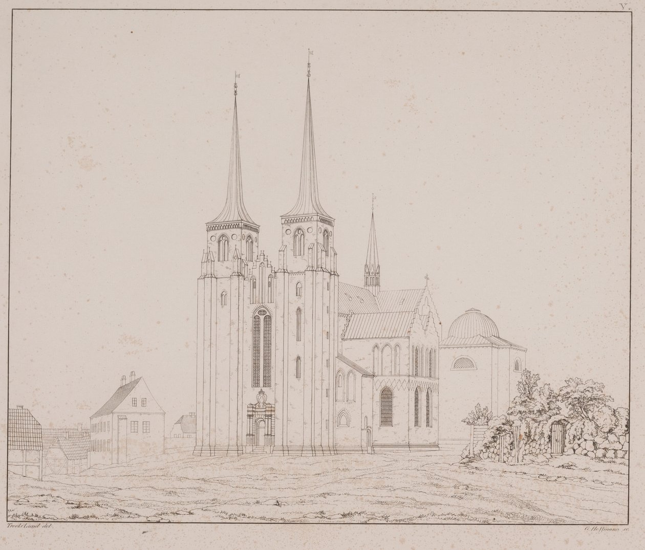 Danska: Roskilde domkyrka sedd från sydväst av Georg Hoffmann