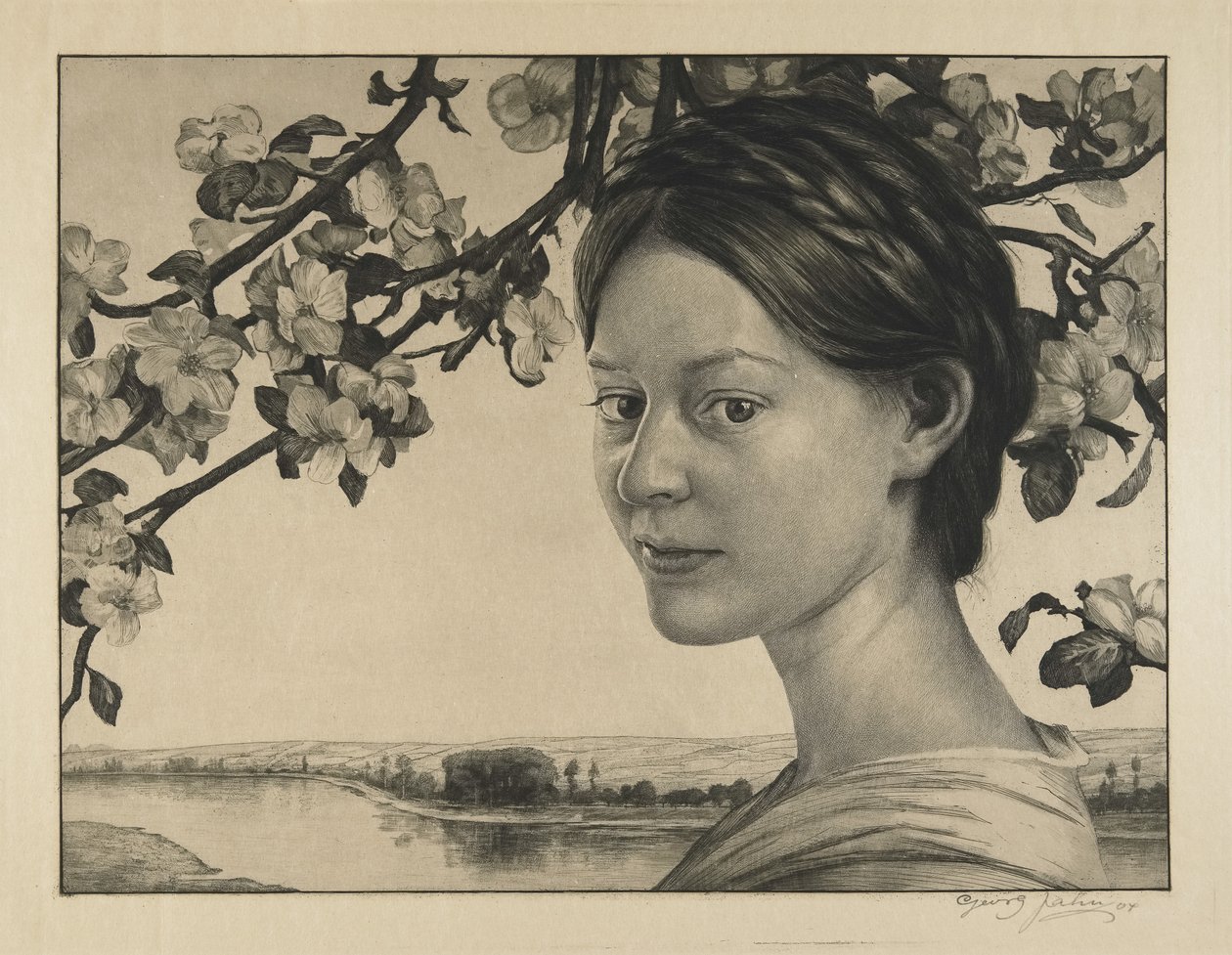 Jungfru med blommor av Georg Jahn