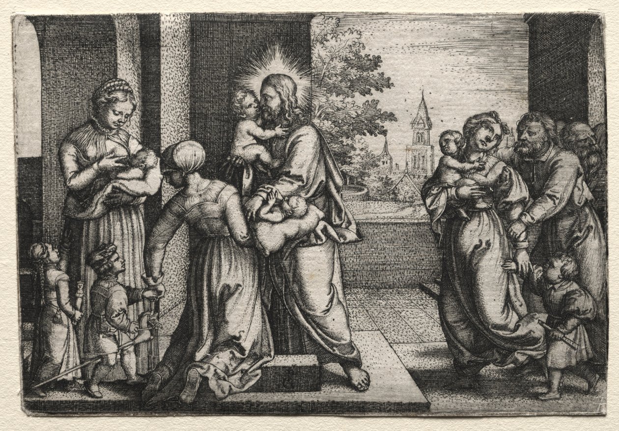 Kristus med små barn av Georg Pencz