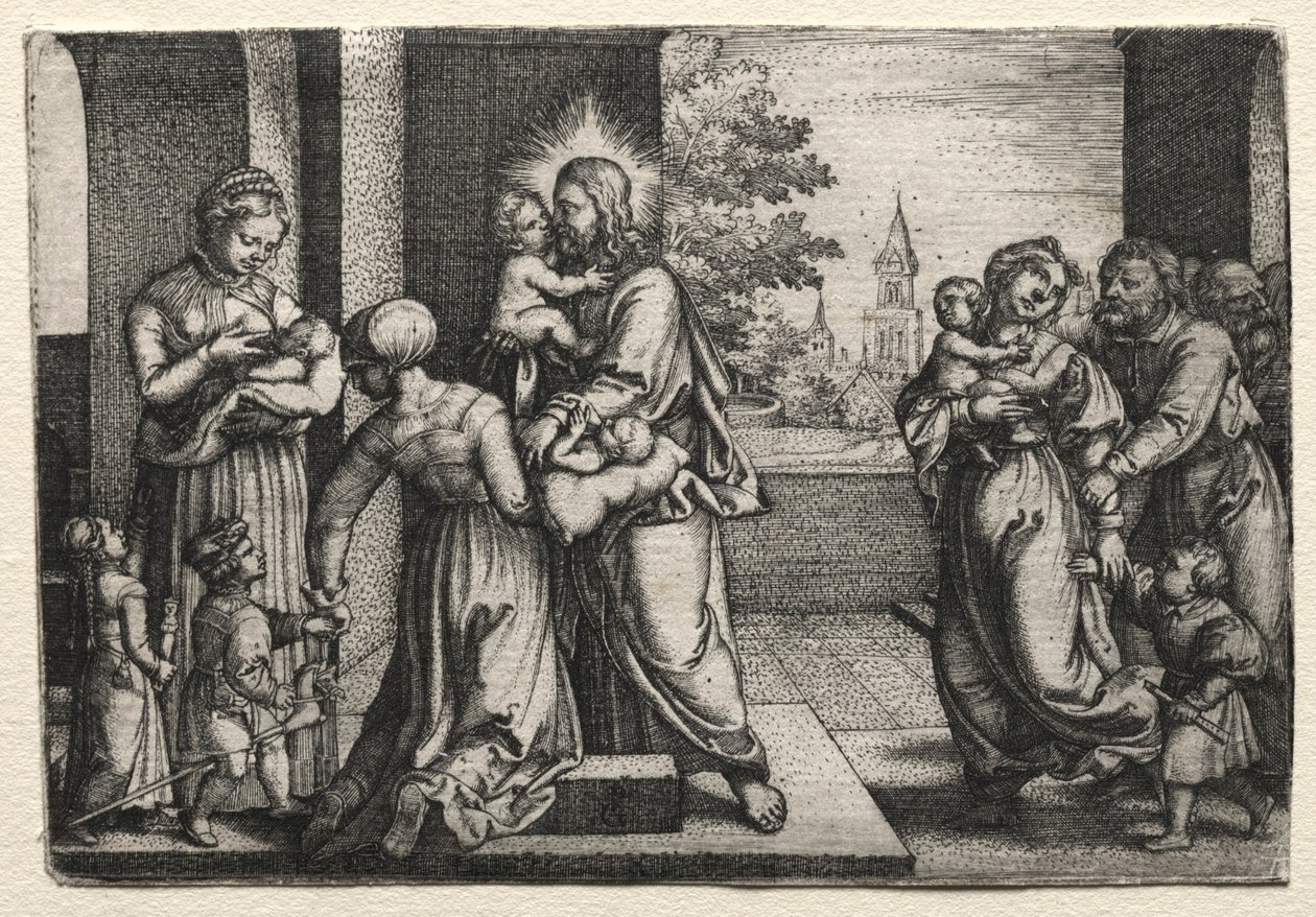 Kristus med små barn, ca. 1548. av Georg Pencz