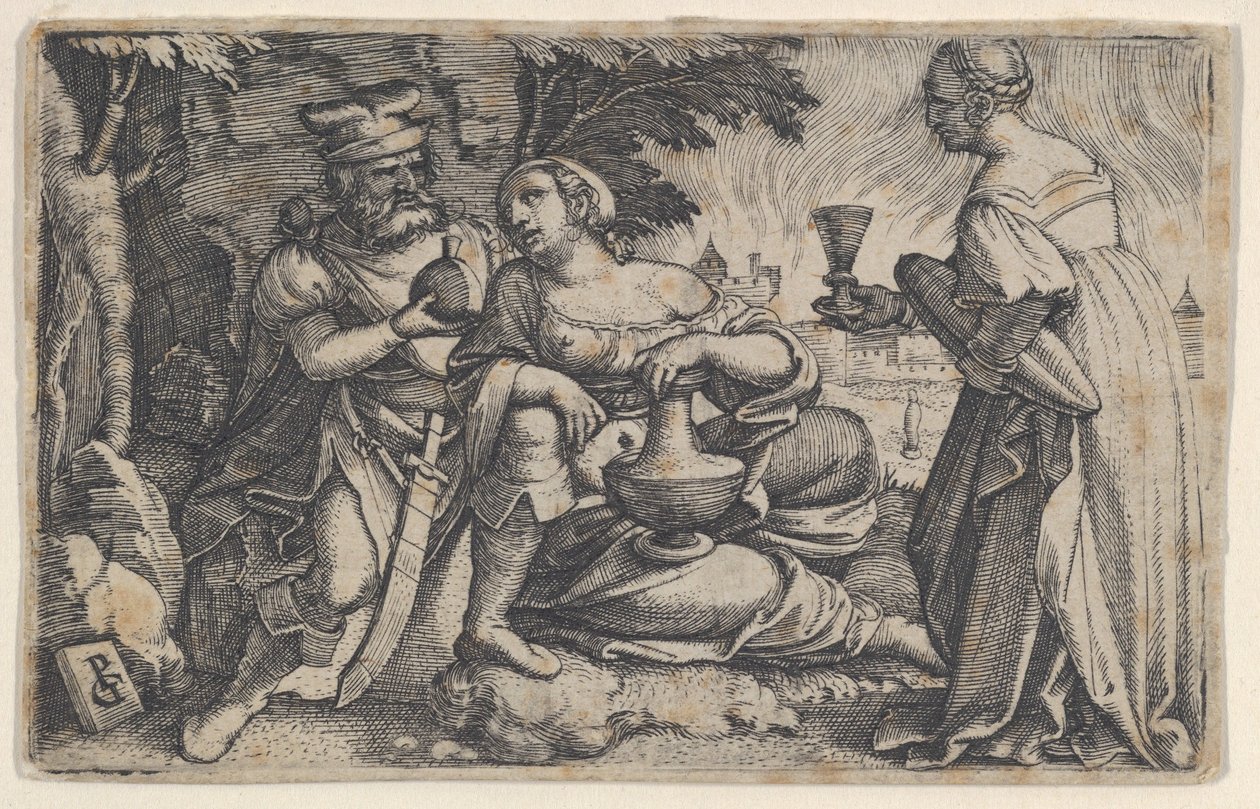 Lot och hans döttrar. av Georg Pencz
