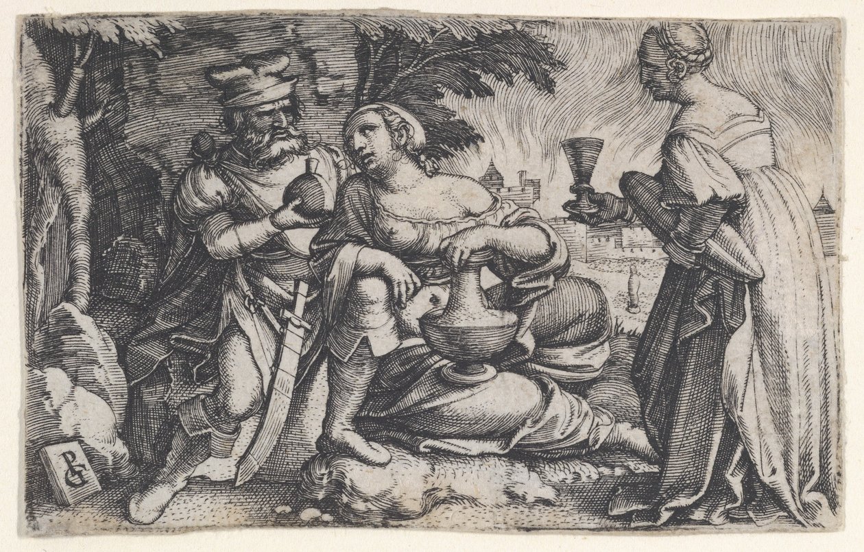 Lot och hans döttrar. av Georg Pencz