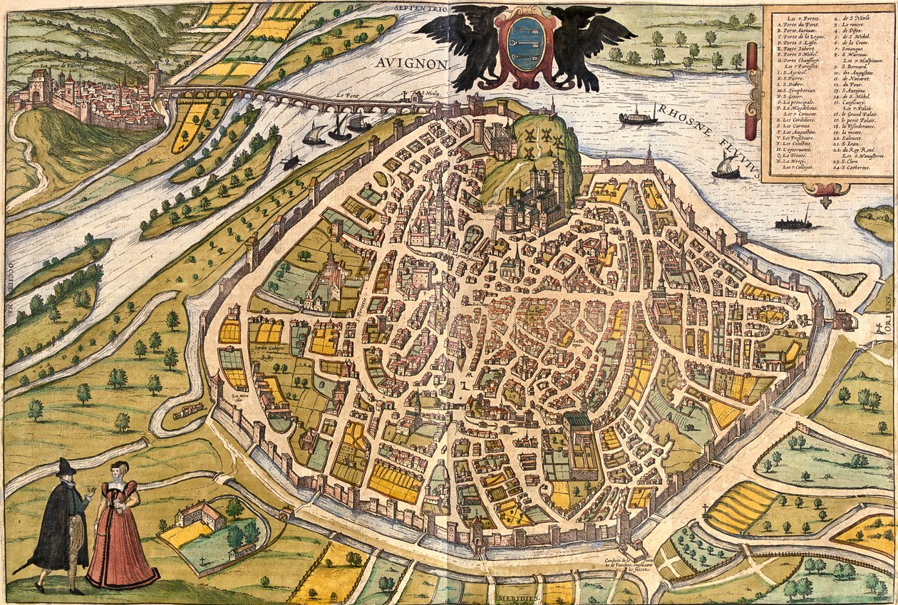 Avignon, Frankrike av Georg and Hogenberg Franz (1535 90) Braun