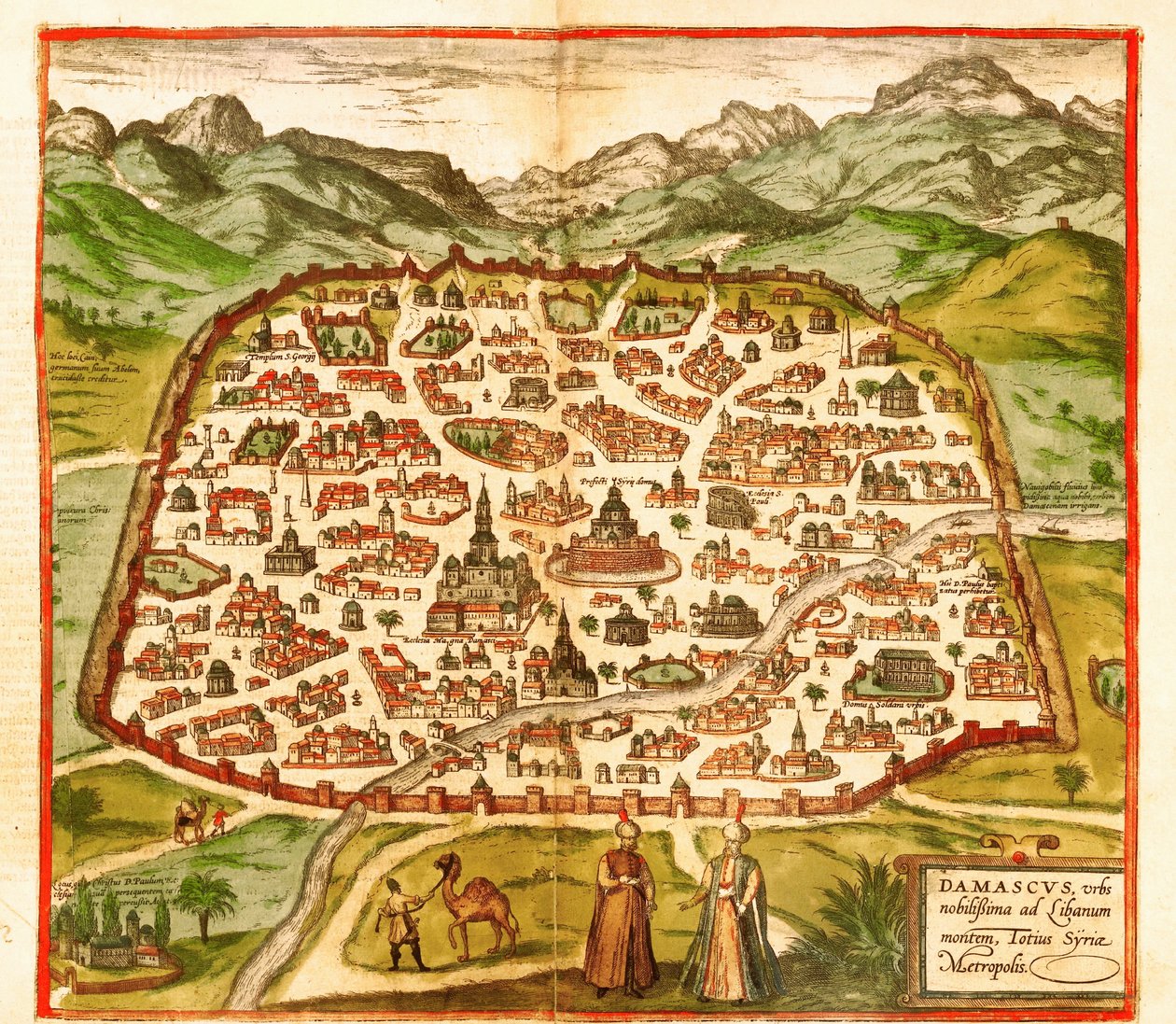 Damaskus, Syrien av Georg and Hogenberg Franz (1535 90) Braun