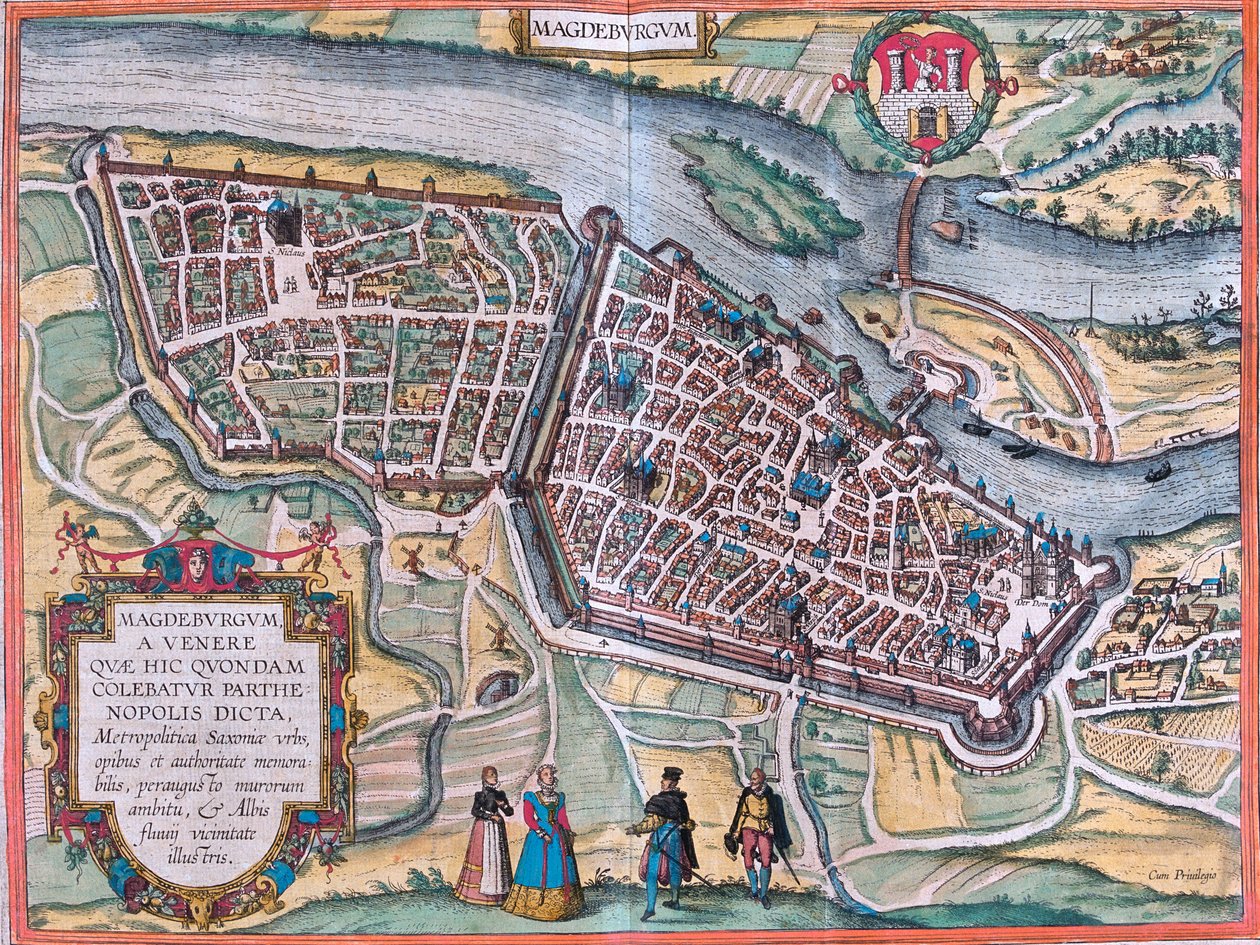 Magdeburg, Tyskland av Georg and Hogenberg Franz (1535 90) Braun