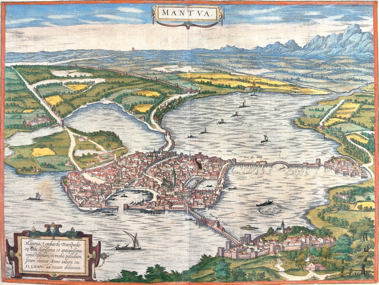 Mantua, Italien av Georg and Hogenberg Franz (1535 90) Braun
