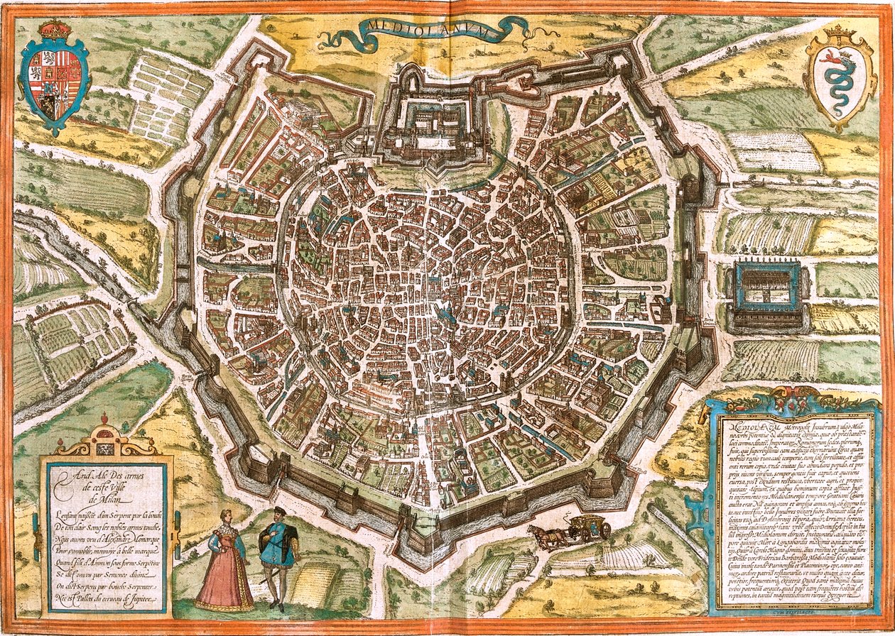 Milano, Italien av Georg and Hogenberg Franz (1535 90) Braun