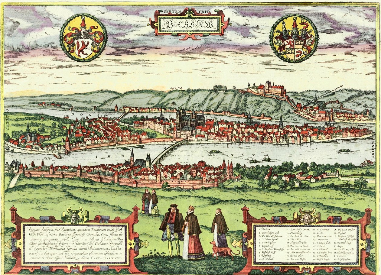 Passau, Tyskland av Georg and Hogenberg Franz (1535 90) Braun