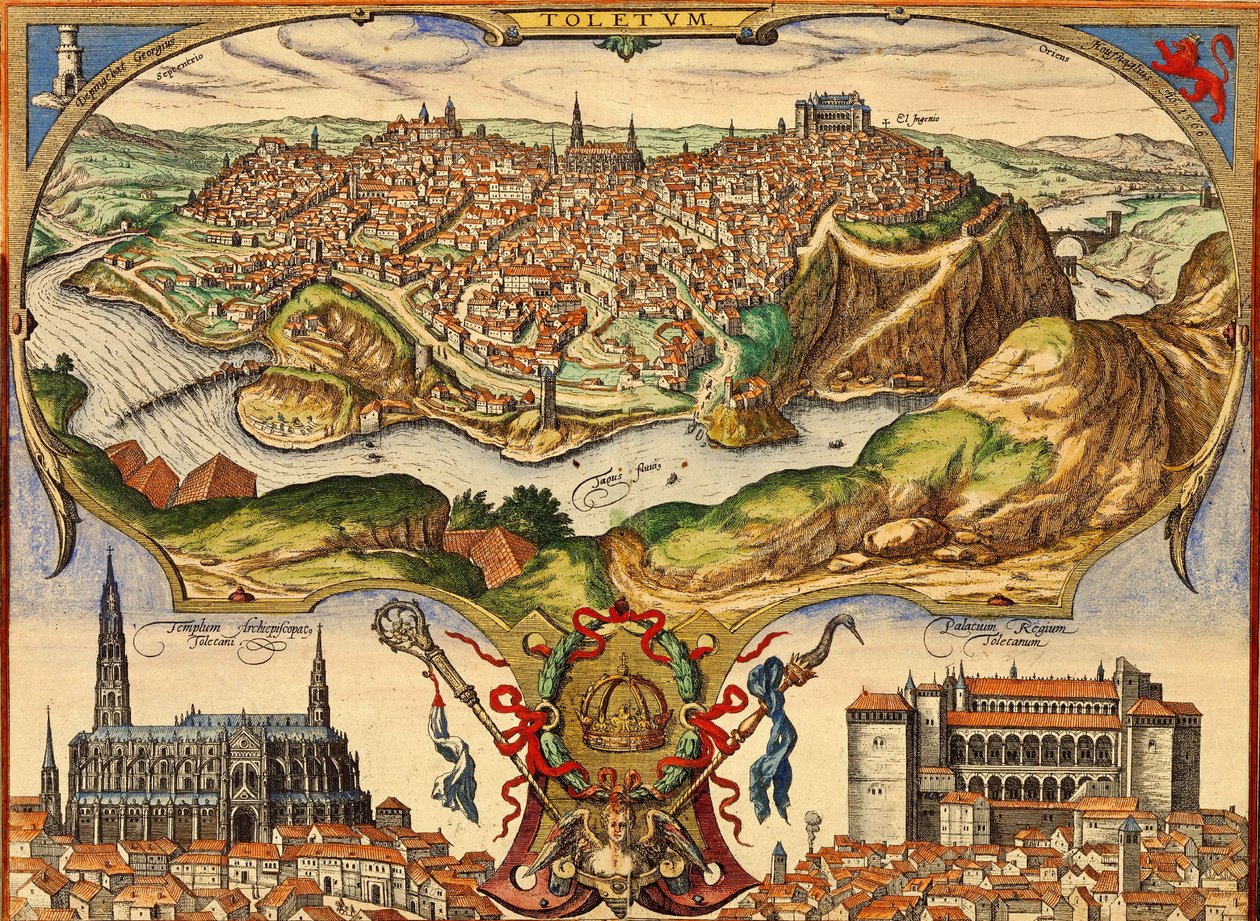 Toledo, Spanien av Georg and Hogenberg Franz (1535 90) Braun