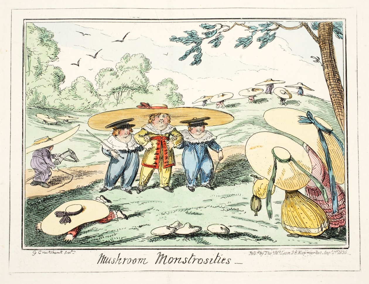 Svampmonstrositeter, pub. 1835 (handkolorerad gravyr) av George Cruikshank