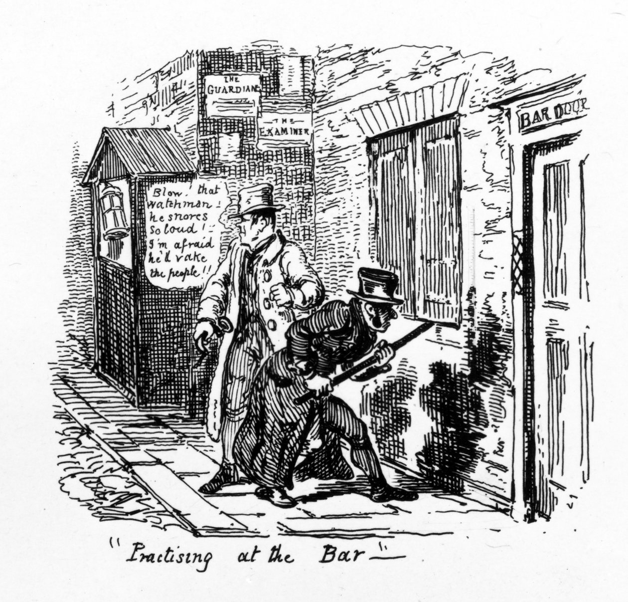 "Öva vid baren", 1828 av George Cruikshank