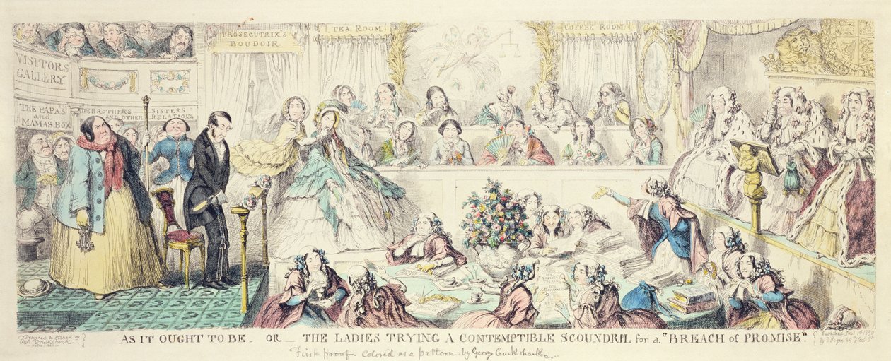 The Breach of Promise - tecknad handfärgad etsning av George Cruikshank