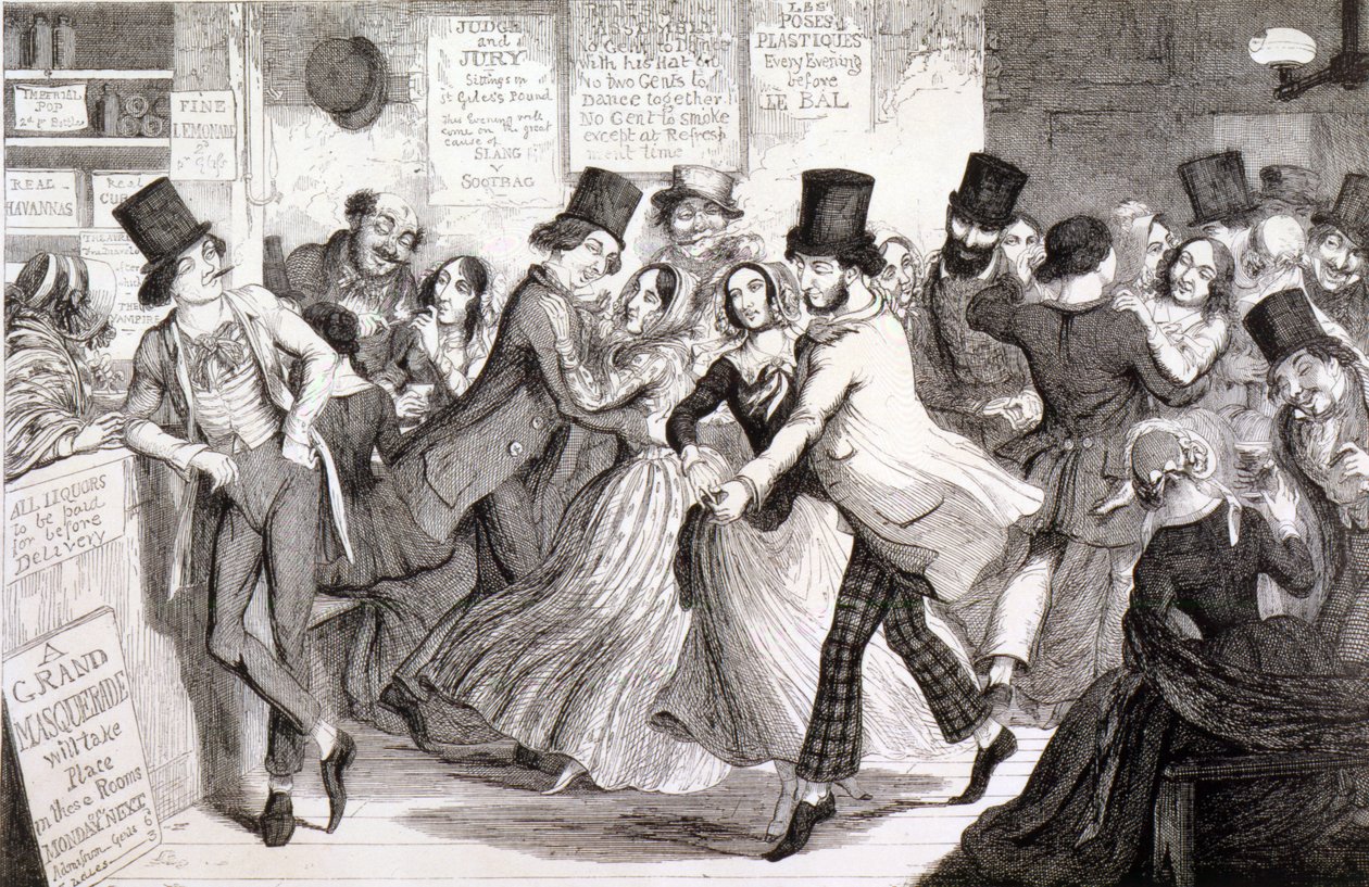 Dansrummen, skylt 3 av "Drunkardens barn", 1848 av George Cruikshank