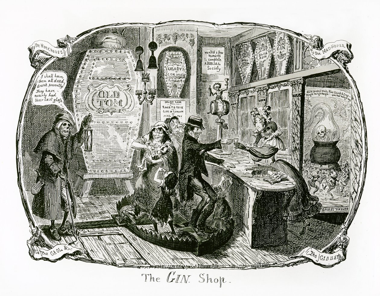 Ginbutiken, 1829 av George Cruikshank