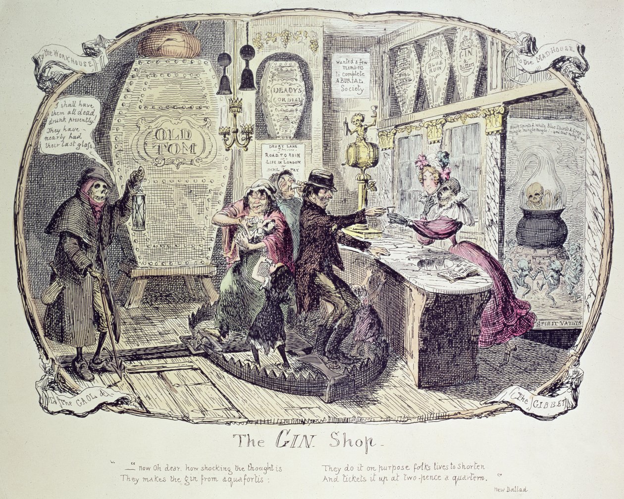 Ginbutiken, 1829 av George Cruikshank