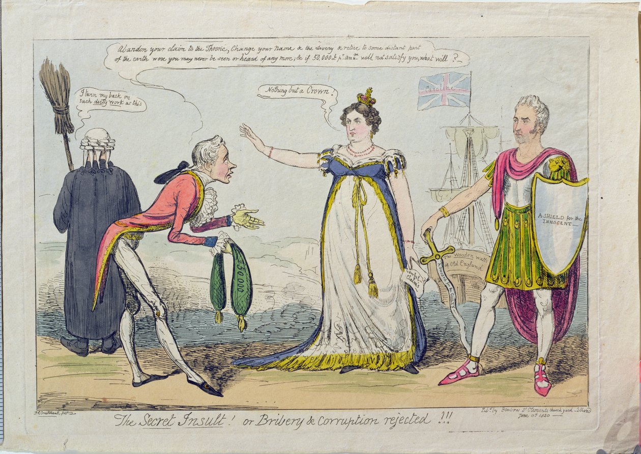 Den hemliga förolämpningen! eller Mutor och korruption avvisats!!, pub. 1820 av George Cruikshank
