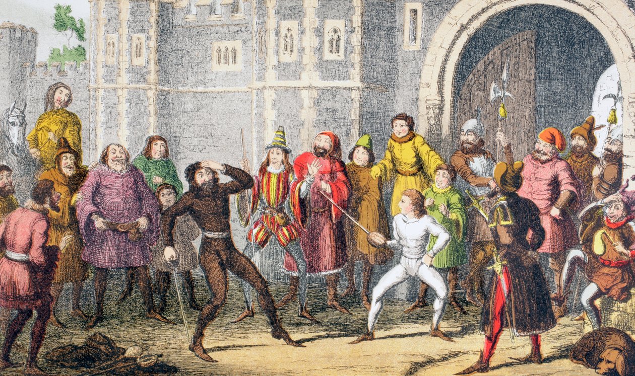 "Samma Sir John, samma sak. Jag såg honom bryta Skogans huvud vid domstolsporten, när han var en liten knäppgök", 1890. av George Cruikshank