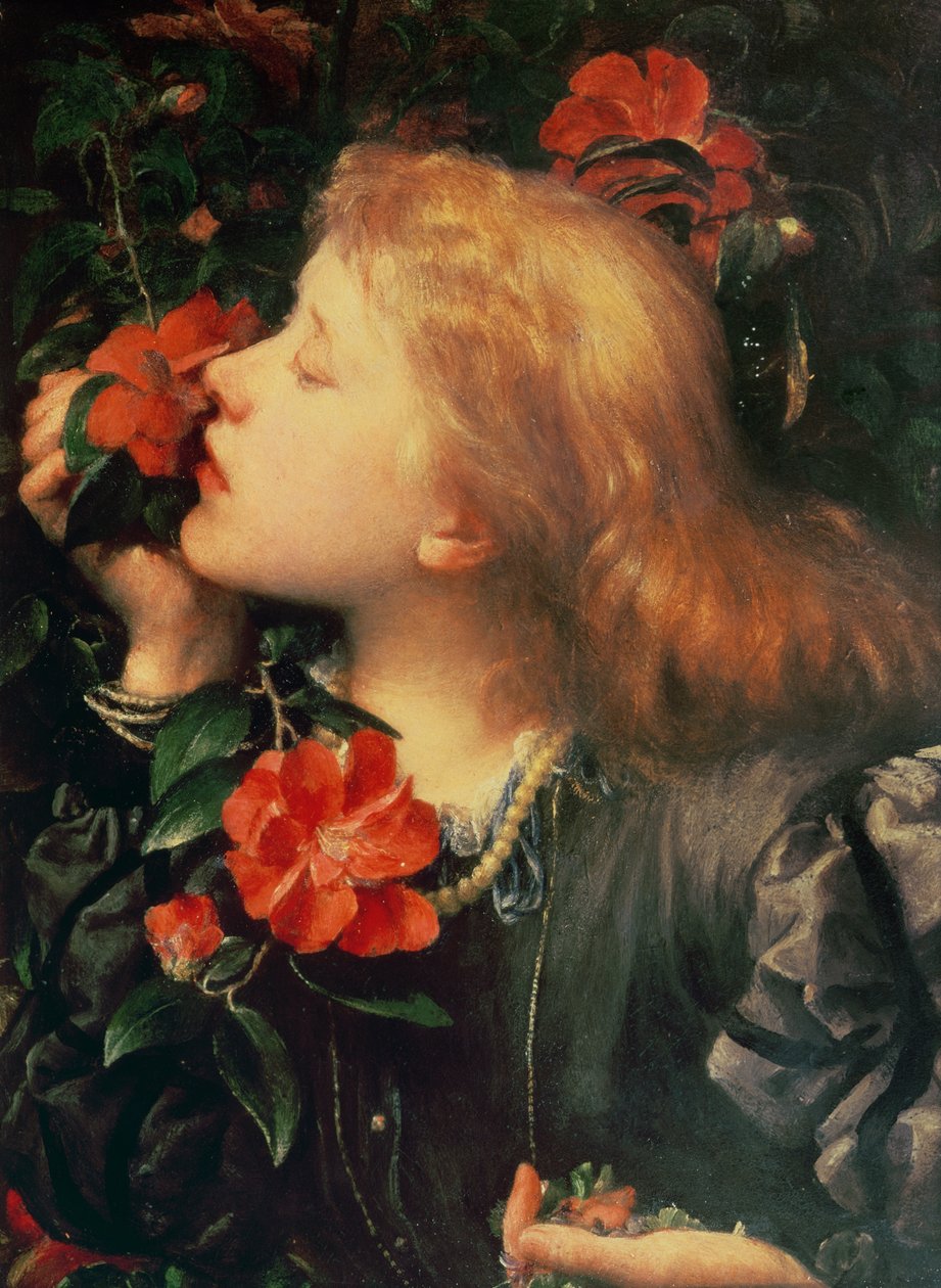 Porträtt av Dame Ellen Terry (1847-1928) c.1864 (olja på halmbräda) av George Frederick Watts