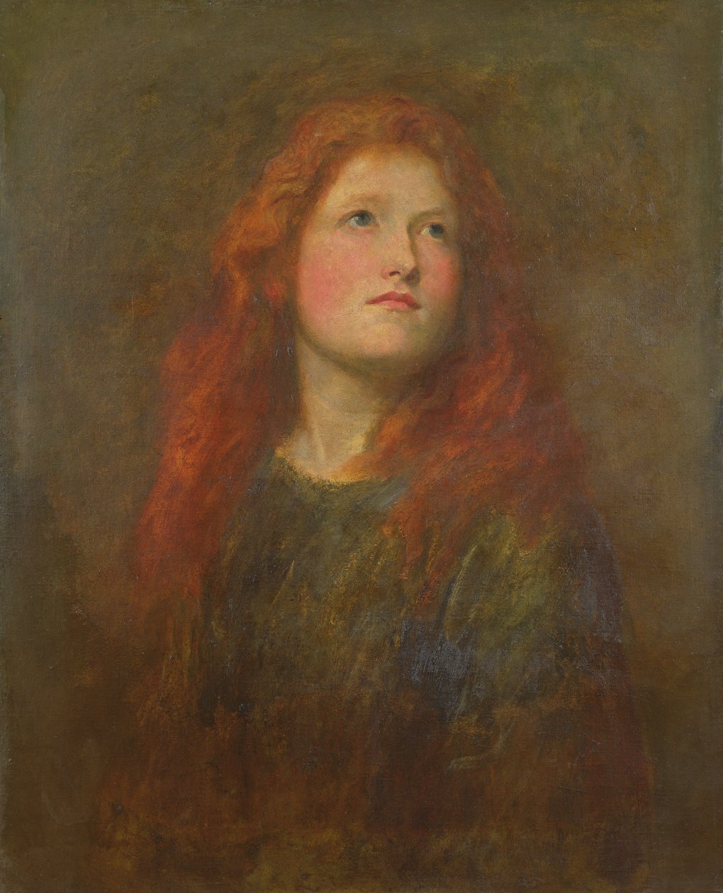Porträttstudie av en flicka med rött hår, c.1885 av George Frederick Watts