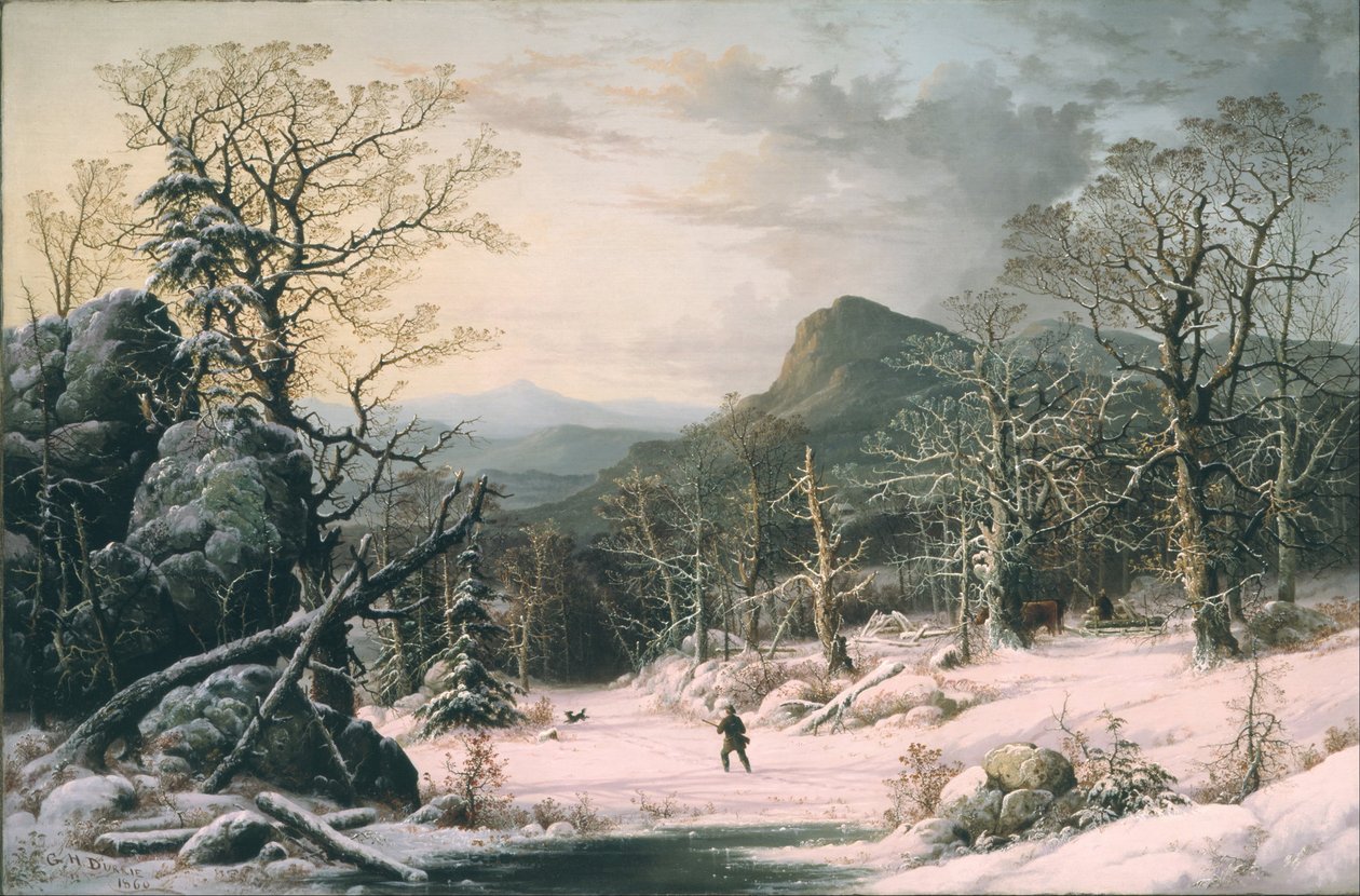 Jägare i vinterved av George Henry Durrie
