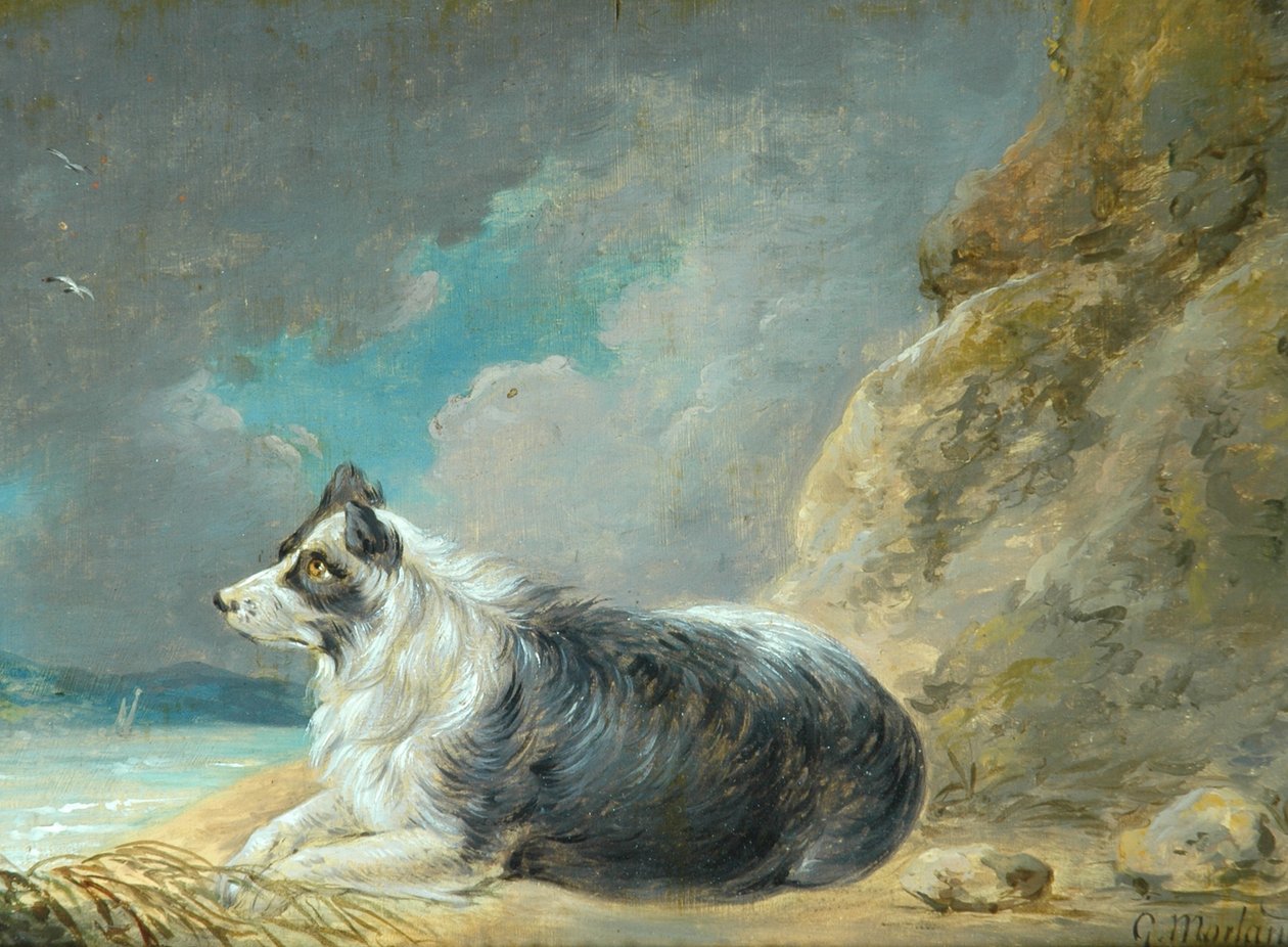 Friend (olja på träpanel) av George Morland