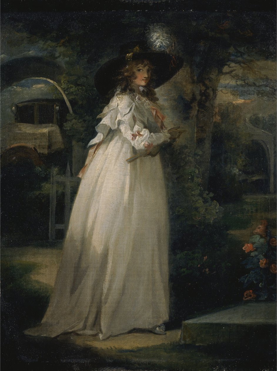 Porträtt av en flicka i en trädgård av George Morland
