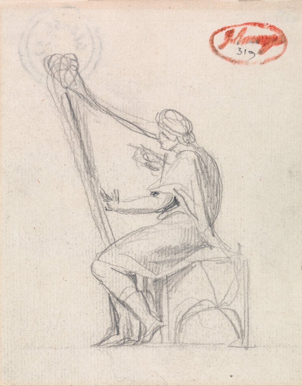David som spelar harpa av George Romney