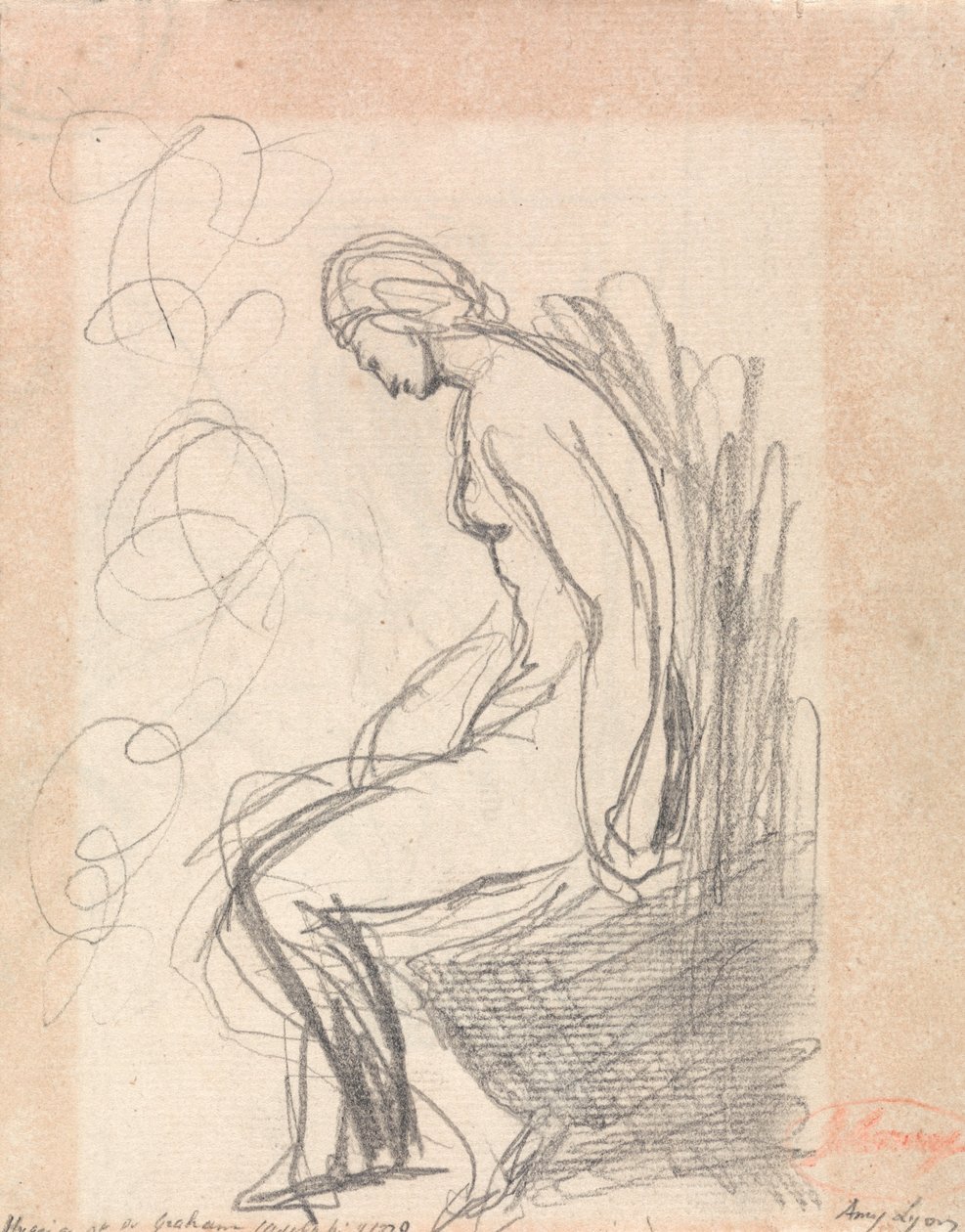 Sittande naken kvinna (Hygeia på Doctor Grahams) av George Romney