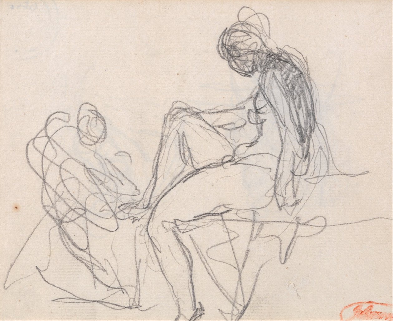 Två figurer- förmodligen för Dianas bad av George Romney