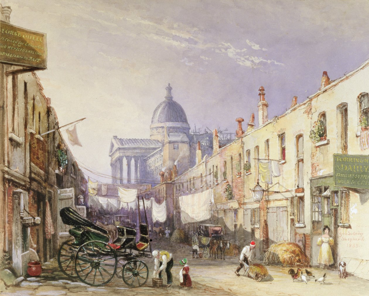 London University från Old Gower Muse, 1835 (penna och wc med förhöjning på papper) av George Shepherd