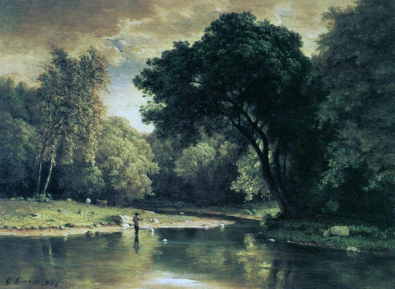 Fiske i en bäck, 1857 av George Inness