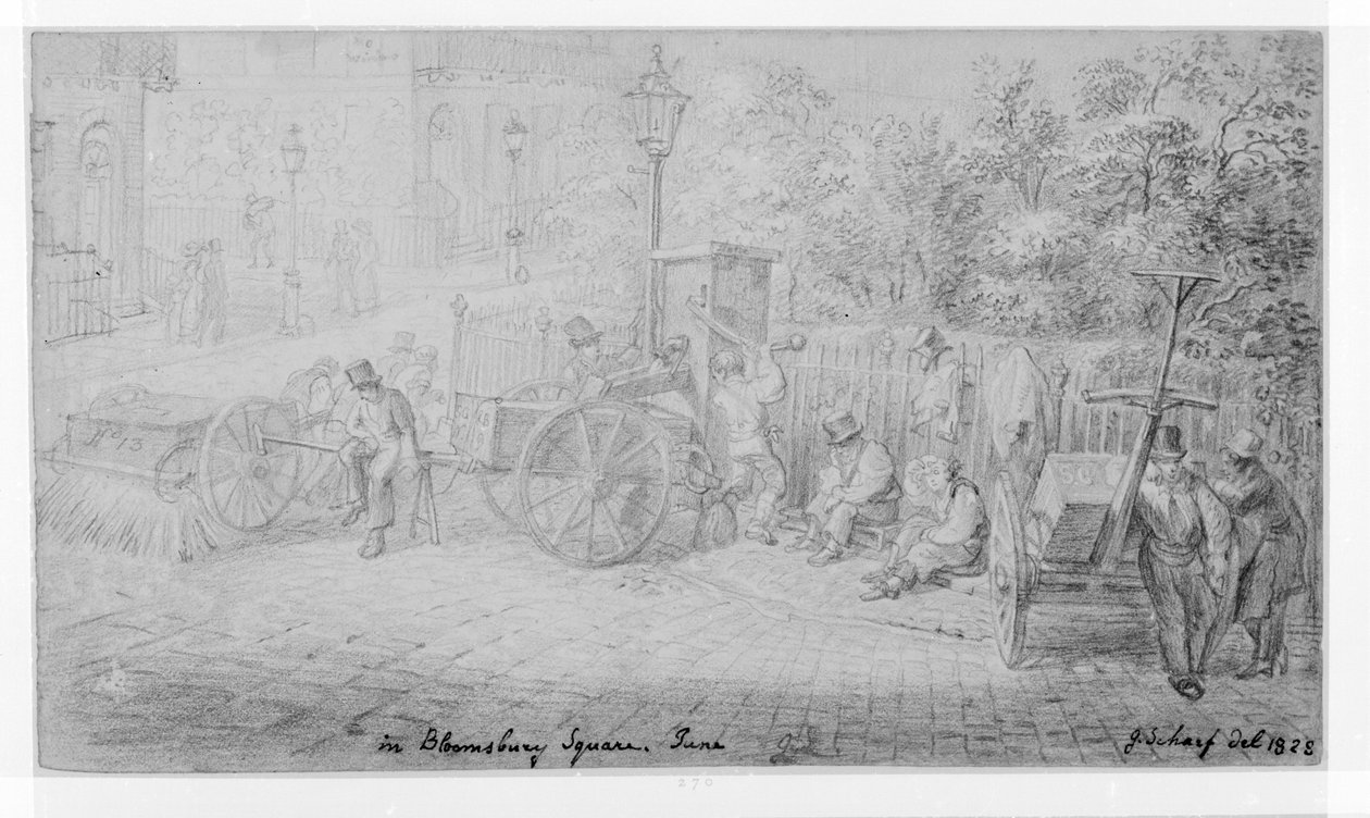 På Bloomsbury Square under värmeböljan, 1828 av George Snr Scharf