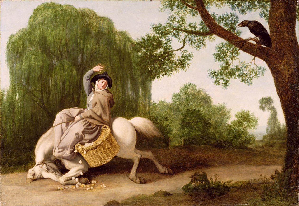 Bondens hustru och korpen, 1786 (olja på kvarnbräda) av George Stubbs
