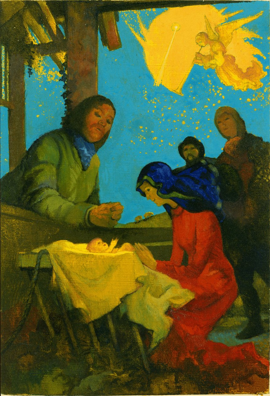 Julkrubba, 1973 (gouache på kort) av George Adamson