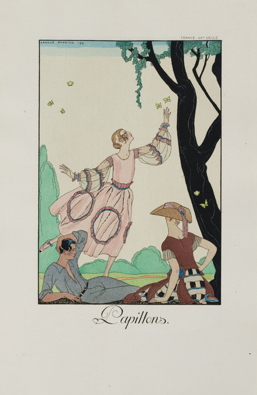 krusiduller och krusiduller: Fjärilar, 1921. av George Barbier