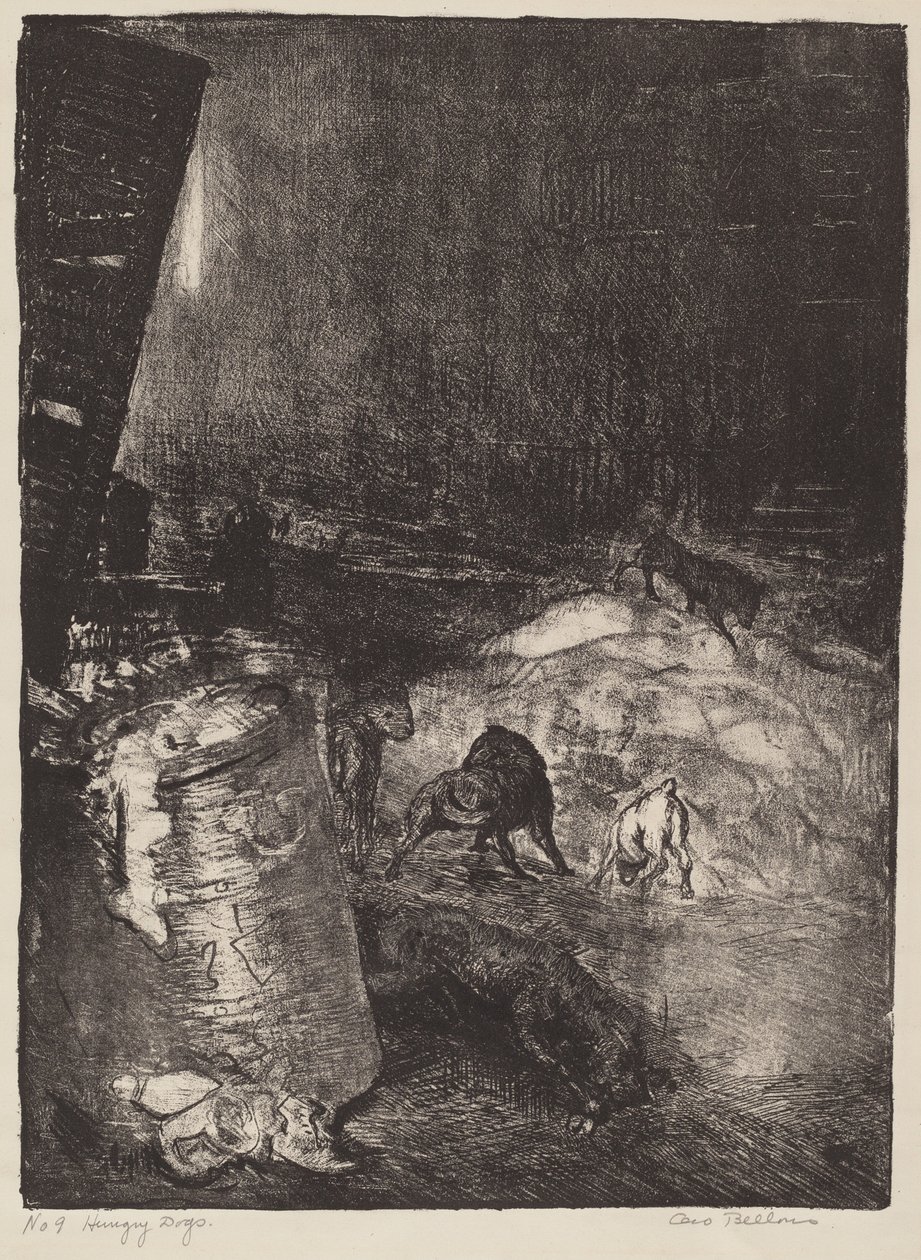 Hungry Dogs, andra stenen av George Bellows
