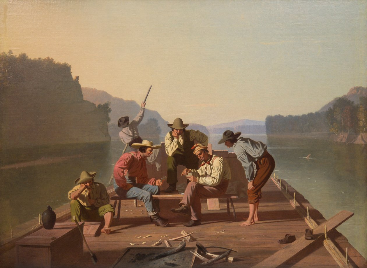 Flottare som spelar kort av George Caleb Bingham