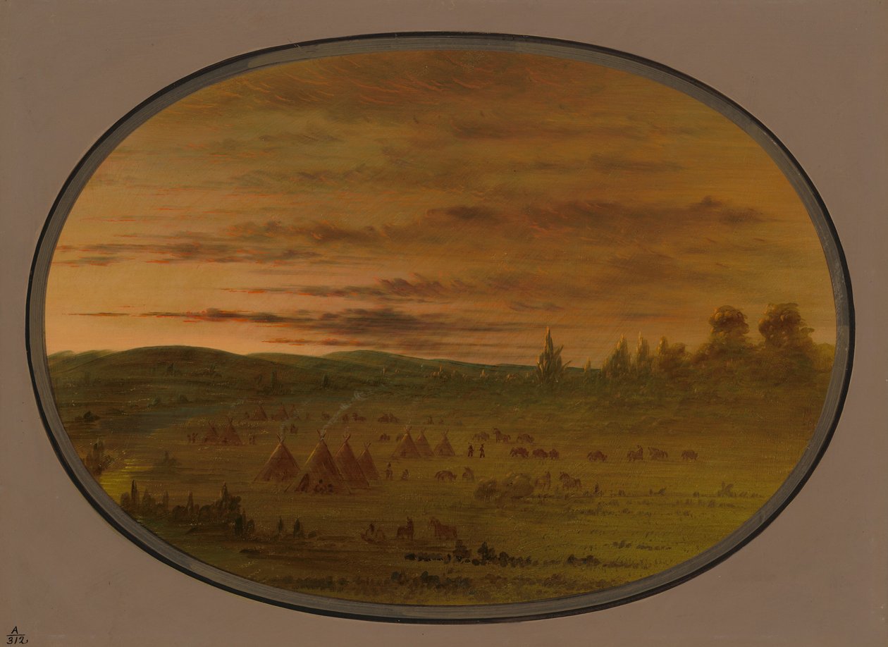Ett indiskt läger vid solnedgången, 18611869. av George Catlin