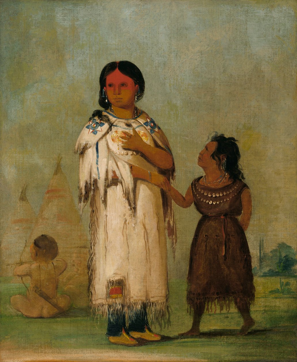 Assiniboin Kvinna och barn av George Catlin