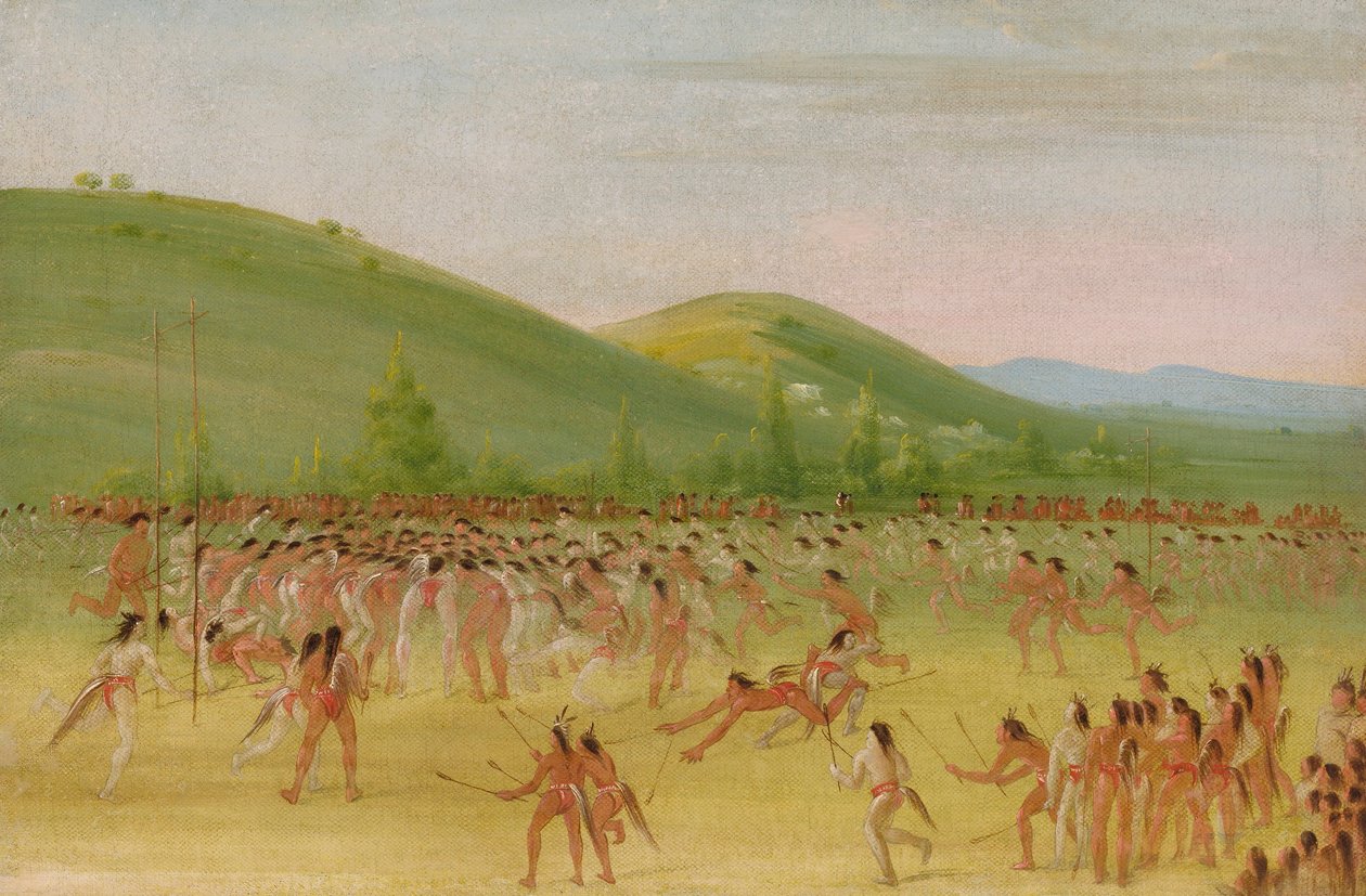 Choctaw-folkets bollspel--Ball Down av George Catlin