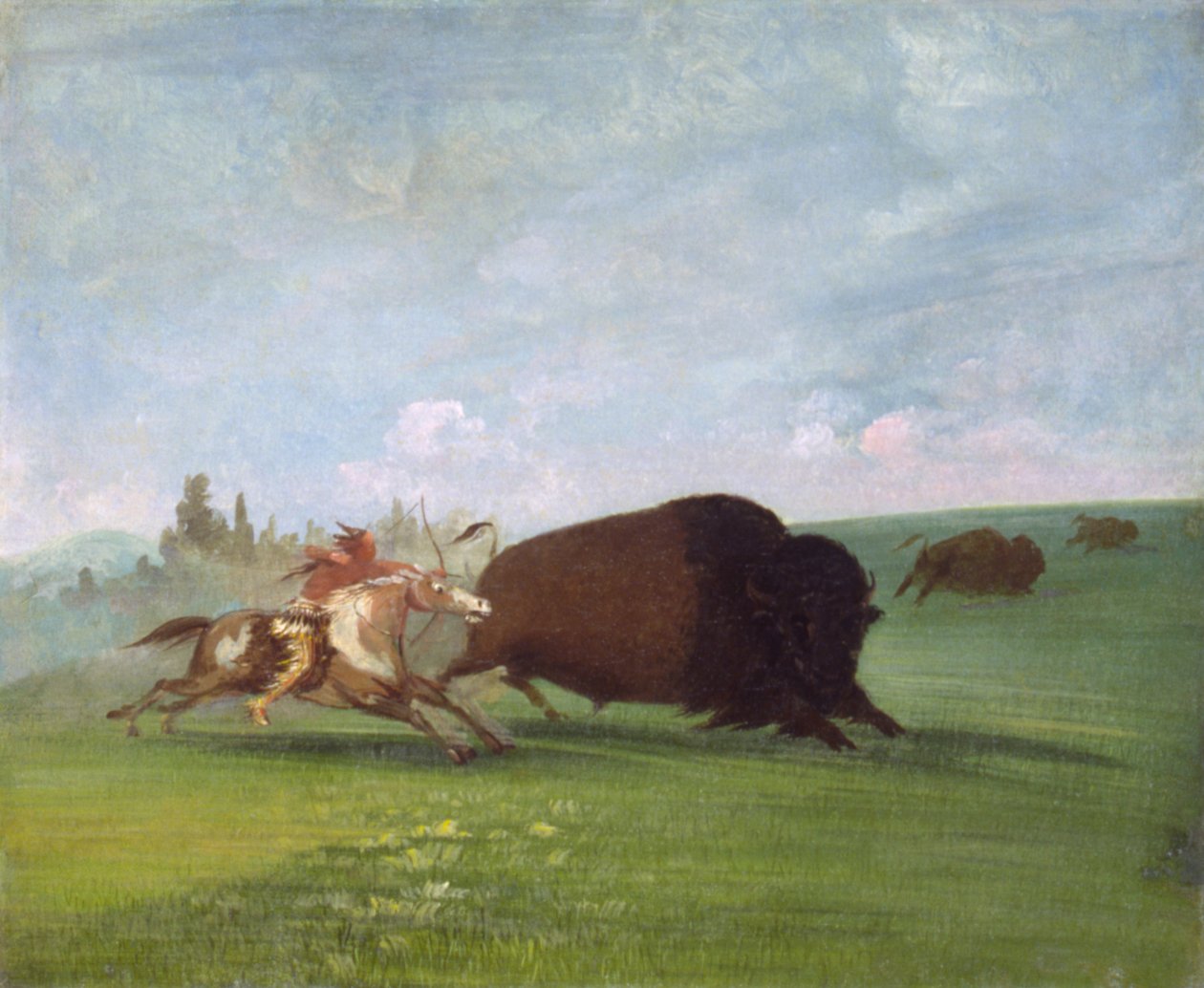 Buffalo Chase, en enda död av George Catlin