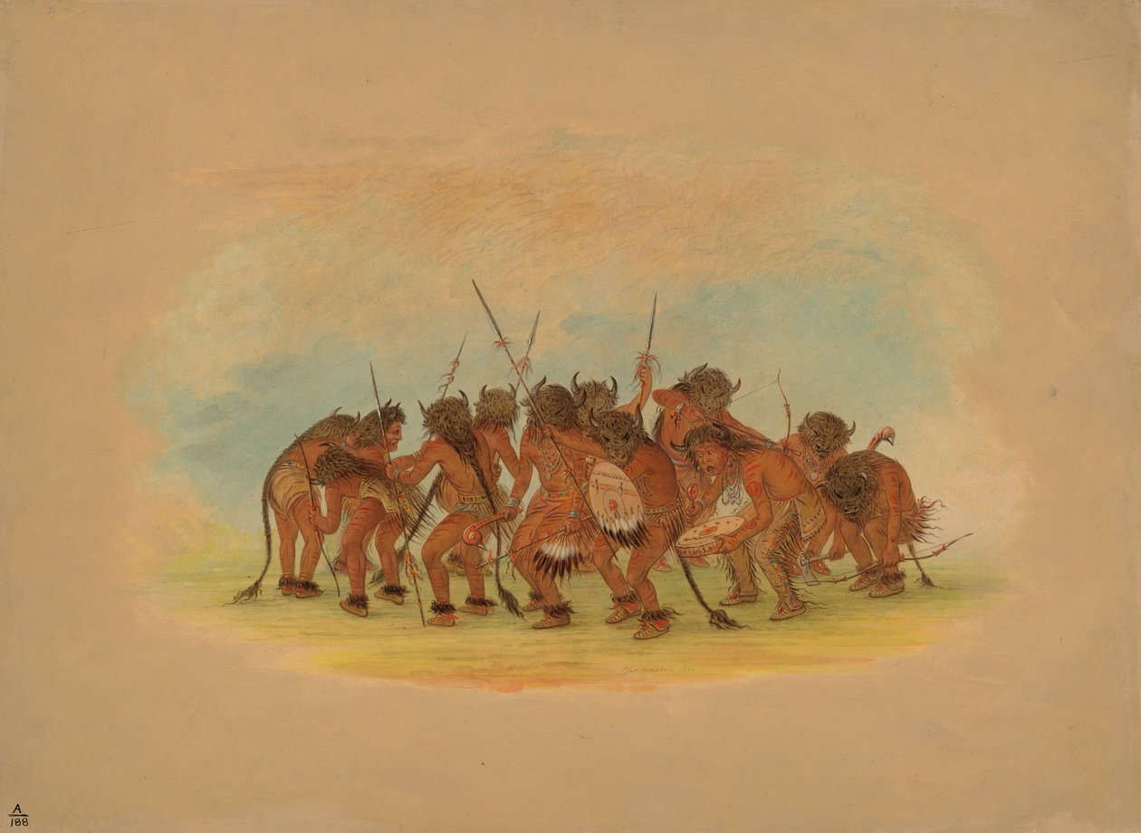 Buffeldans - Mandan, 1861. av George Catlin