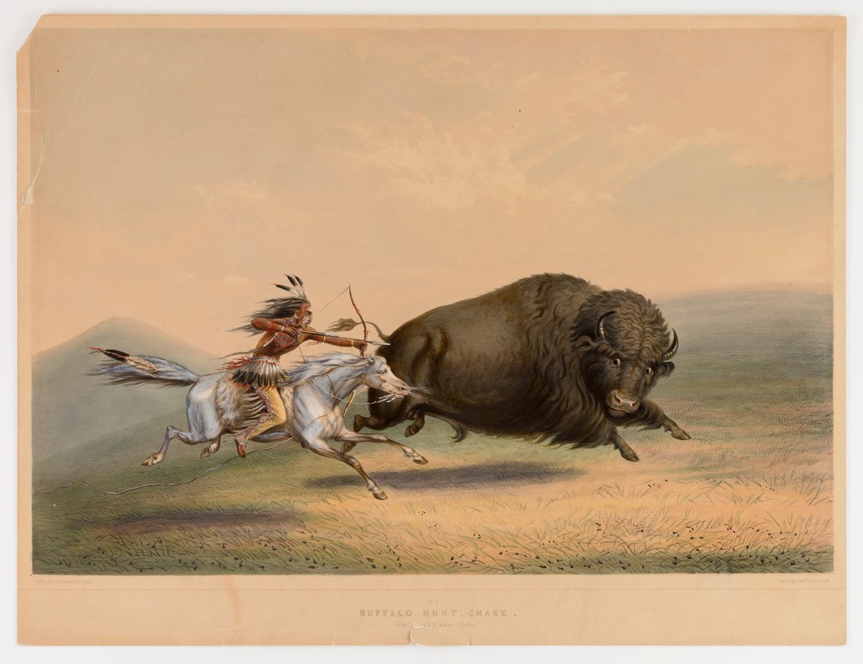 Buffeljakt, Chase... nr. 5 av George Catlin