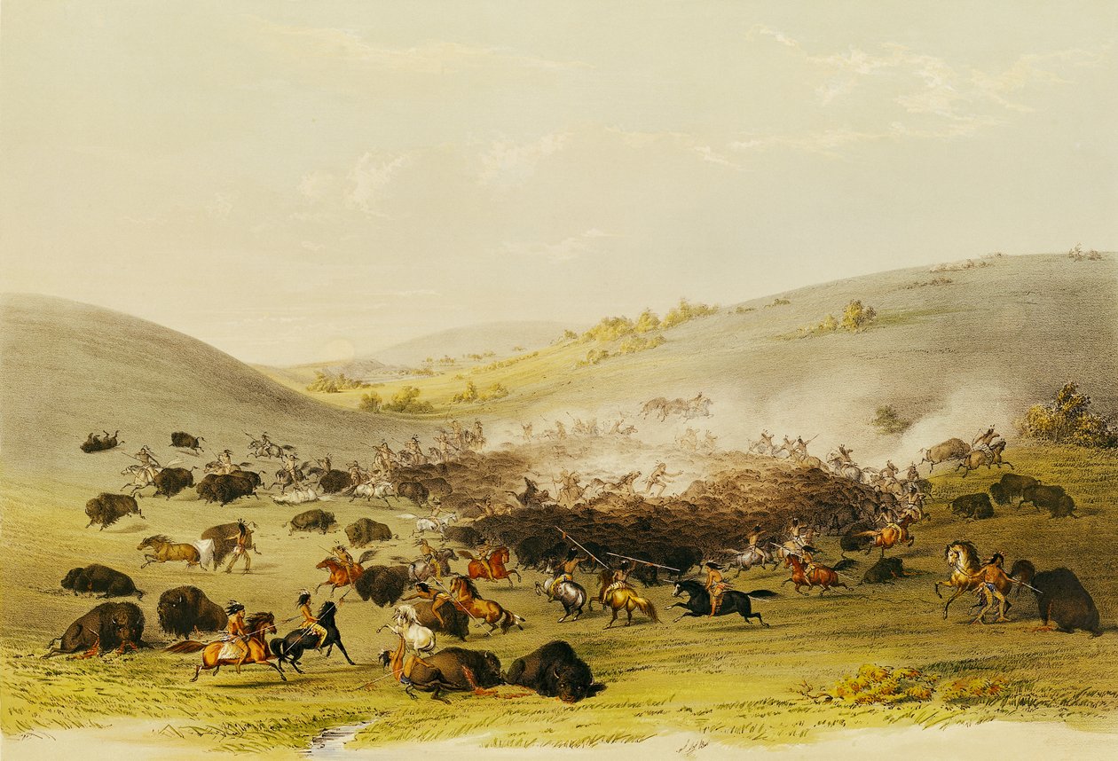Buffalo Hunt, Surround, ca 1832 av George Catlin