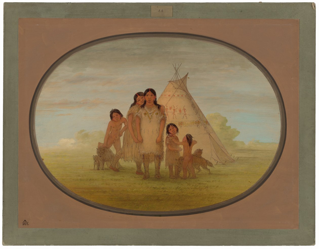 Comanche Chiefs Children och Wigwam av George Catlin