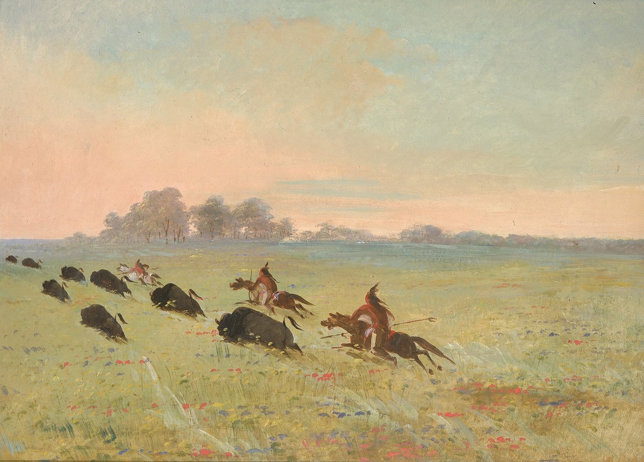 Comanche-indianer jagar bufflar av George Catlin