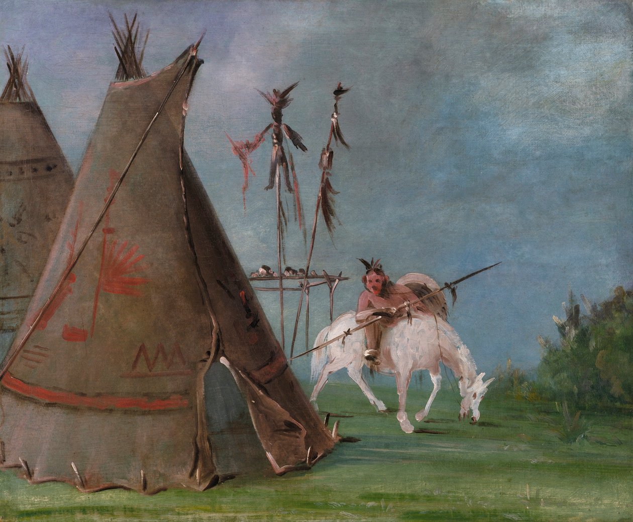 Comanche Lodge av buffelskinn av George Catlin