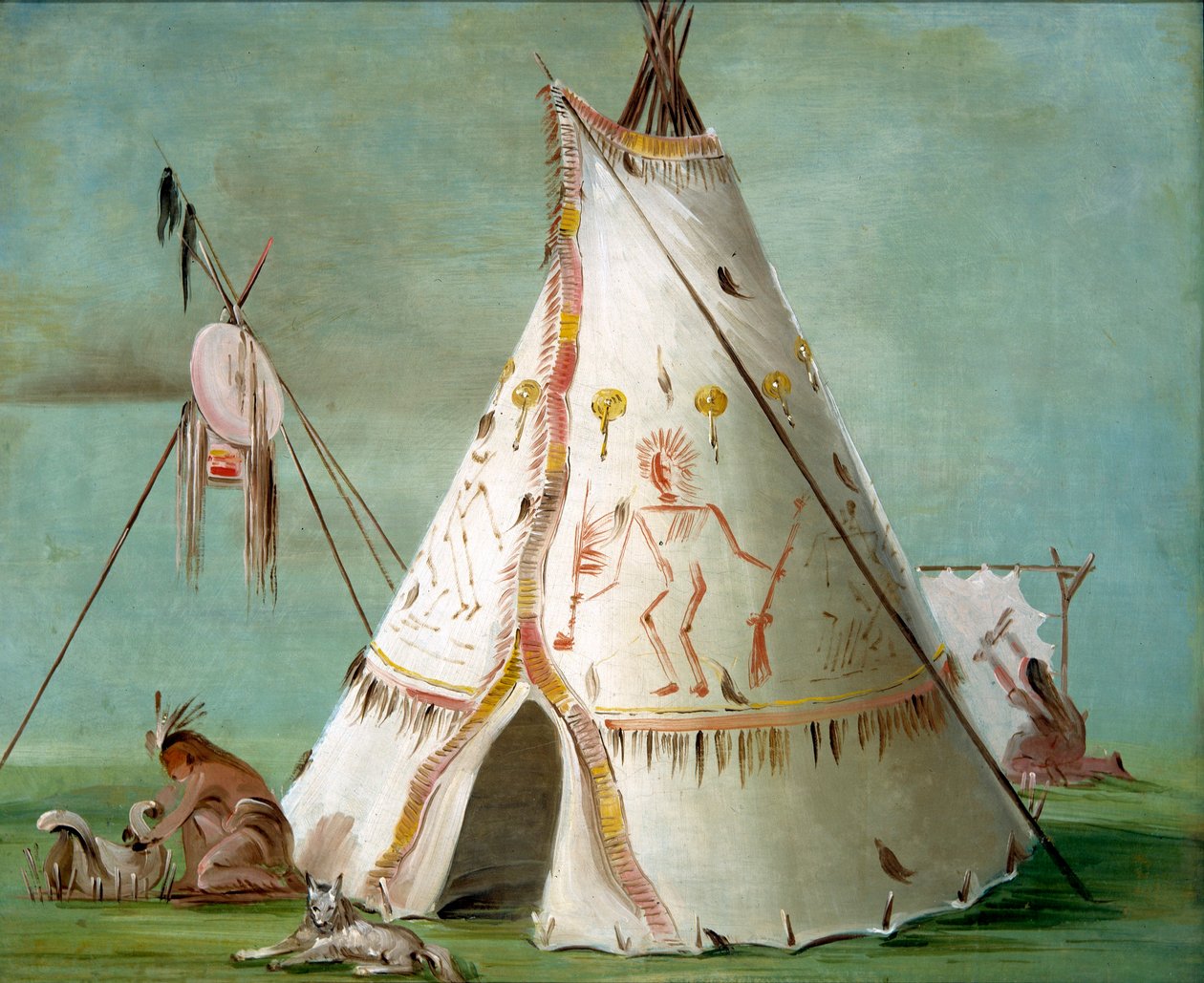 Crow Lodge med tjugofem buffelskinn av George Catlin