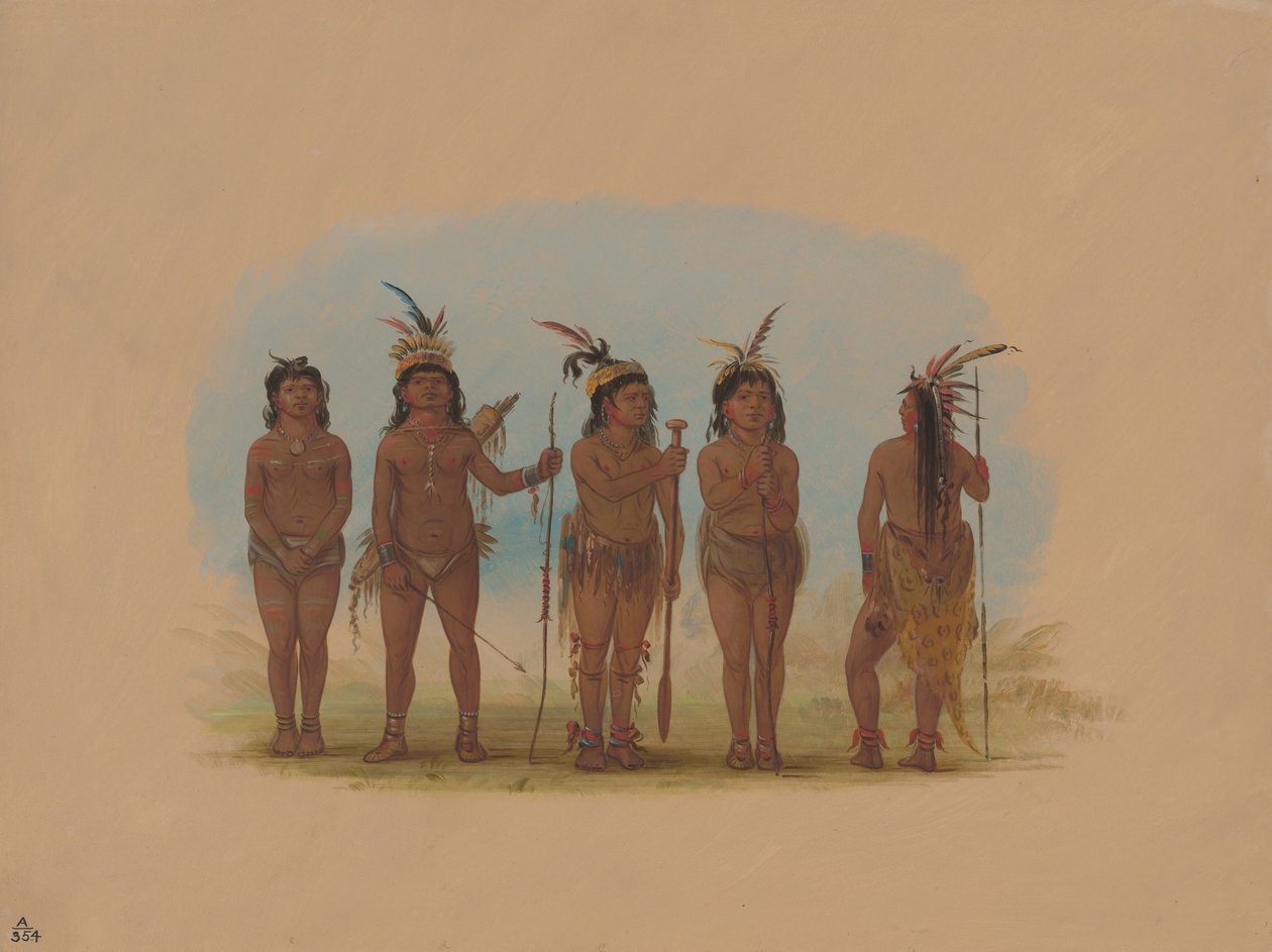 Fem karibiska indianer, 18541869. av George Catlin